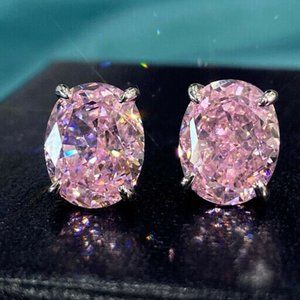 Pink Cubic Zircon 925 Silver Stud Earrings